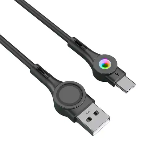 ⁨Kabel USB do USB-C Foneng X59, LED, 3A, 1m (czarny)⁩ w sklepie Wasserman.eu