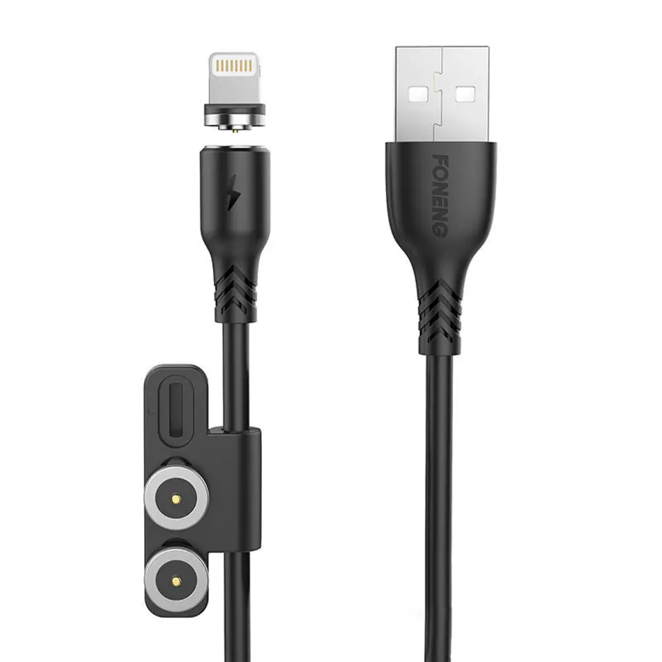 ⁨Kabel magnetyczny 3w1 USB do USB-C / Lightning / Micro USB Foneng X62, 2.4A, 1m (czarny)⁩ w sklepie Wasserman.eu