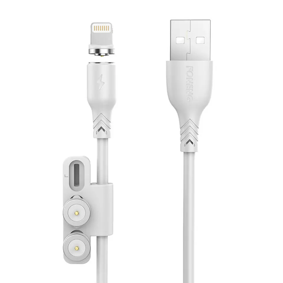 ⁨Kabel magnetyczny 3w1 USB do USB-C / Lightning / Micro USB Foneng X62, 2.4A, 1m (biały)⁩ w sklepie Wasserman.eu