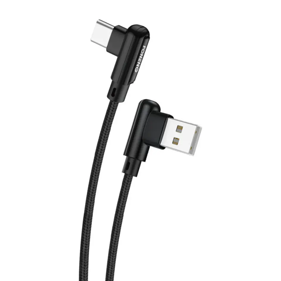 ⁨Kabel kątowy USB do USB-C Foneng X70, 3A, 1m (czarny)⁩ w sklepie Wasserman.eu