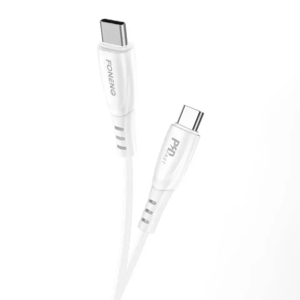 ⁨Kabel USB-C do USB-C Foneng X73, 60W, 1m (biały)⁩ w sklepie Wasserman.eu