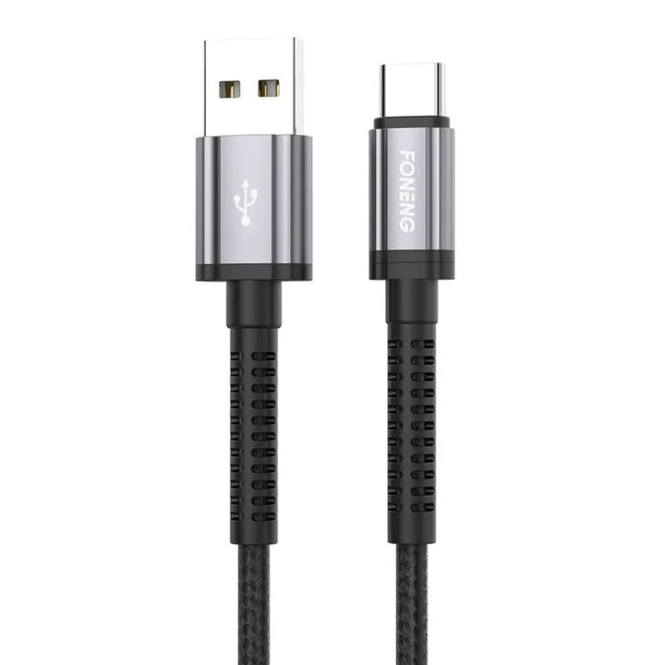 ⁨Kabel USB do USB-C Foneng X83, 2.1A, 1m (czarny)⁩ w sklepie Wasserman.eu