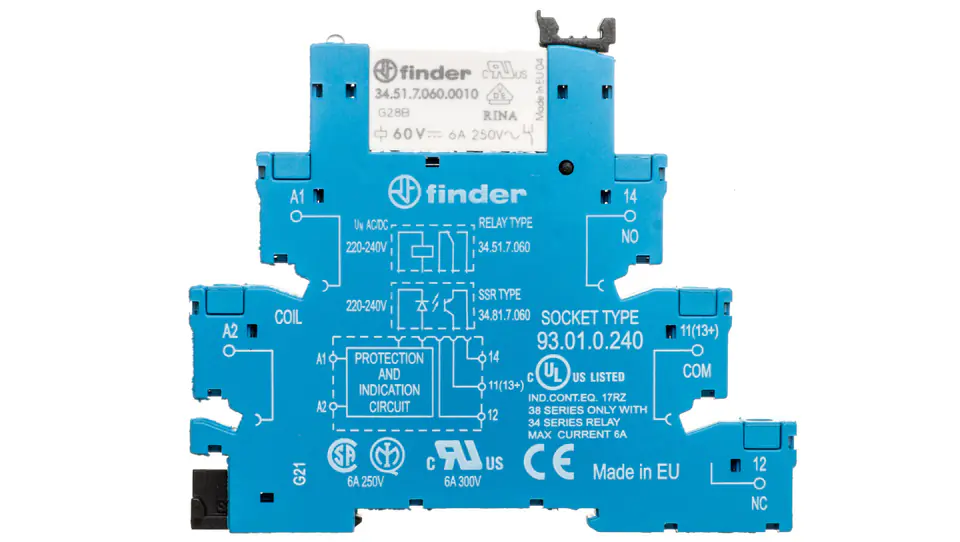 ⁨Przekaźnikowy moduł sprzęgający 1P 6A 220-240V AC/DC 6,2mm styki AgNi 38.51.0.240.0060⁩ w sklepie Wasserman.eu