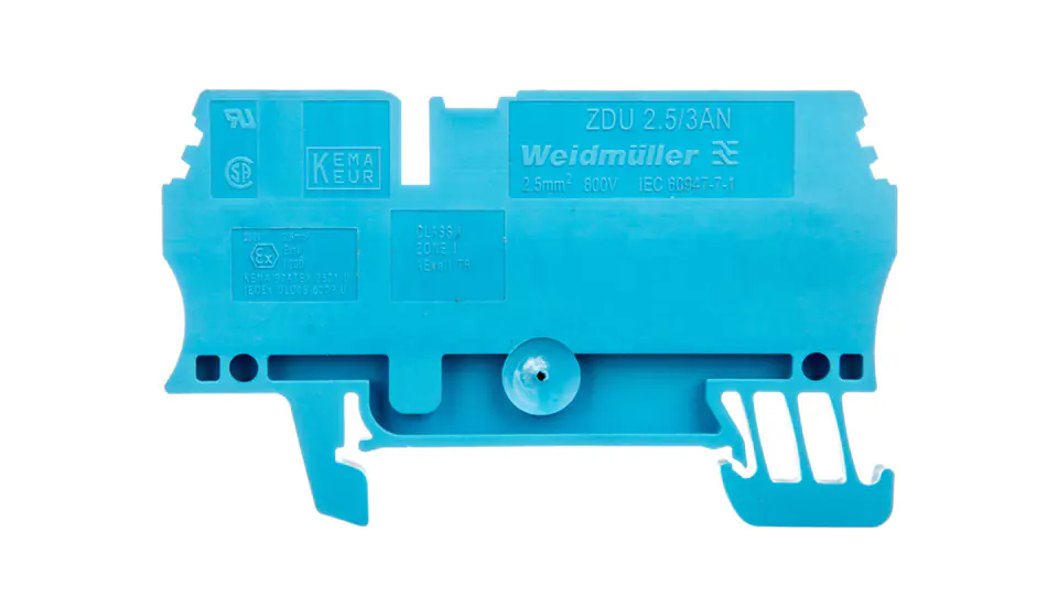 ⁨Złączka szynowa 3-przewodowa 2,5mm2 niebieska Ex ZDU 2.5/3AN BL 1608550000⁩ w sklepie Wasserman.eu