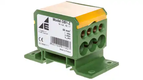 ⁨Blok rozdzielczy 2x4-50mm2 + 3x2,5-25mm2 + 4x2,5-16mm2 żółto-zielony DB1-Z 48.17⁩ w sklepie Wasserman.eu