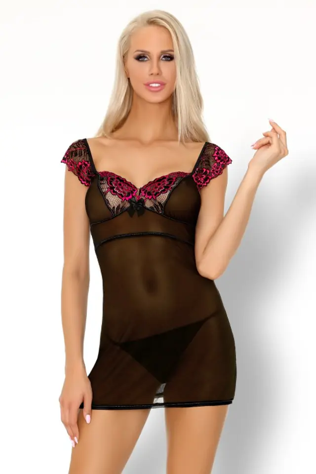 ⁨Zmysłowa Koszulka Damska Kinge LC 99187 Love Potion Black Czarny Collection LivCo Corsetti Fashion rozmiar - S/M⁩ w sklepie Wasserman.eu