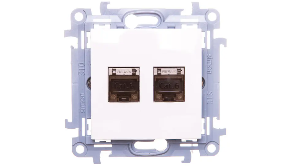 ⁨Simon 10 Computer socket double 2xRJ45 cat.6 shielded white C62E.01/11⁩ at Wasserman.eu