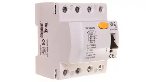 ⁨Wyłącznik różnicowoprądowy 4P 100A 0,03A typ AC KRD6-4/100/30 23197⁩ w sklepie Wasserman.eu