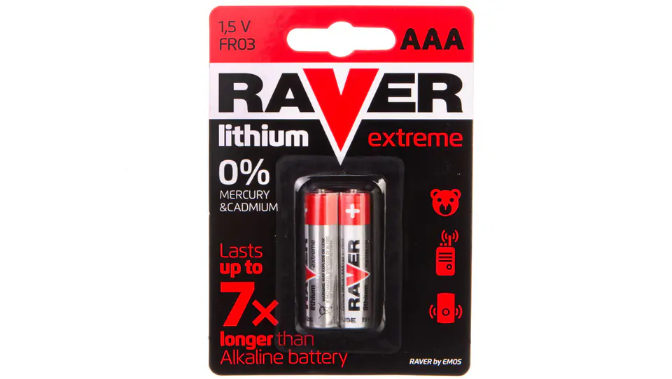 ⁨Bateria litowa LR03 / AAA 1,5V RAVER EXTREME B7811 /blister 2szt./⁩ w sklepie Wasserman.eu