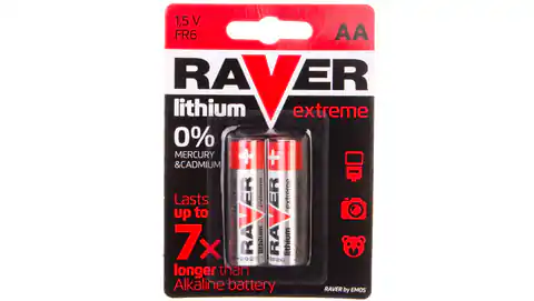 ⁨Bateria litowa LR6 / AA 1,5V RAVER EXTREME B7821 /blister 2szt./⁩ w sklepie Wasserman.eu