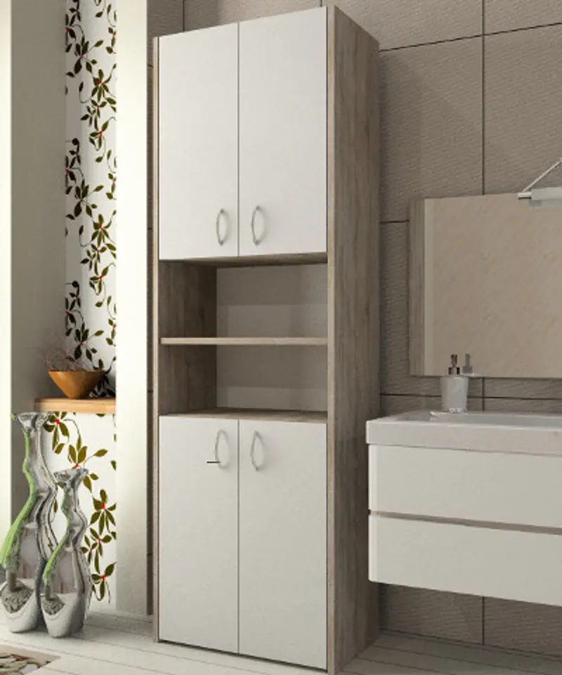 Słupek łazienkowy Adaś 4D sonoma/biel 56 cm w sklepie Wasserman.eu