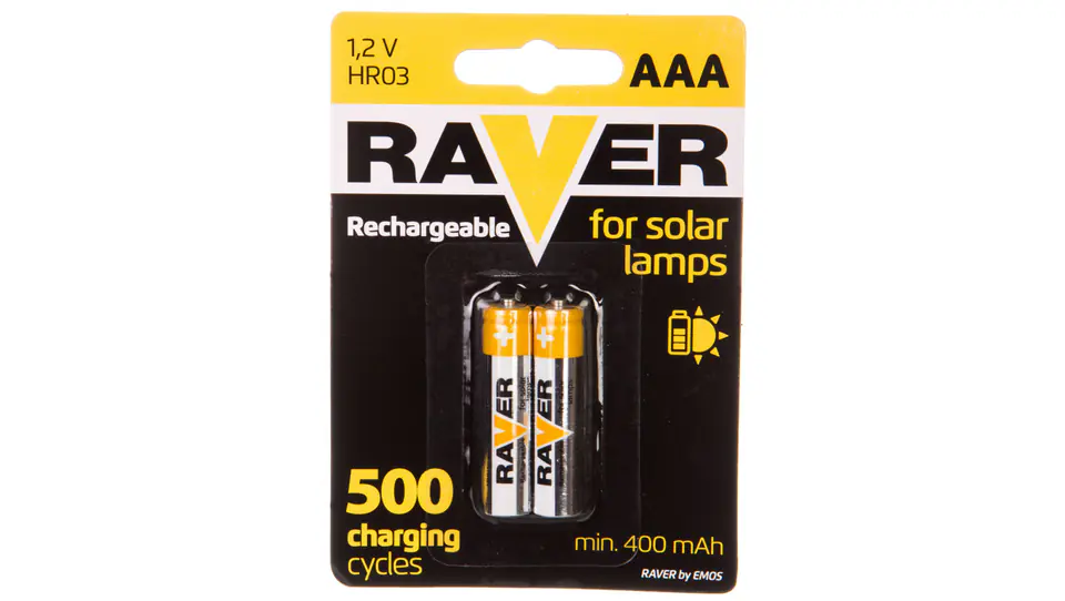 ⁨Rechargeable Battery Ni-MH LR03 / AAA 400mAh RAVER SOLAR /blister 2pcs/ B7414⁩ at Wasserman.eu