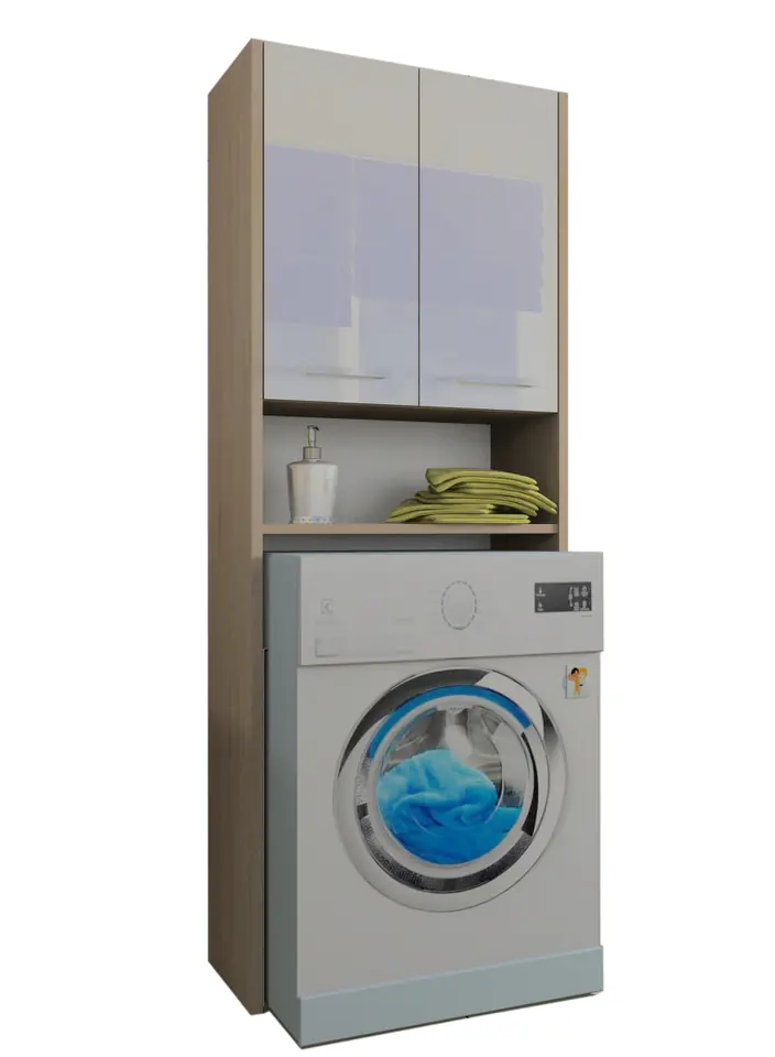 Szafka łazienkowa nad pralke LUNA 64 cm POŁYSK AKRYL Sonoma w sklepie Wasserman.eu