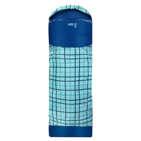 ⁨NILS CAMP sleeping bag NC2009 blue checkered size L.⁩ at Wasserman.eu