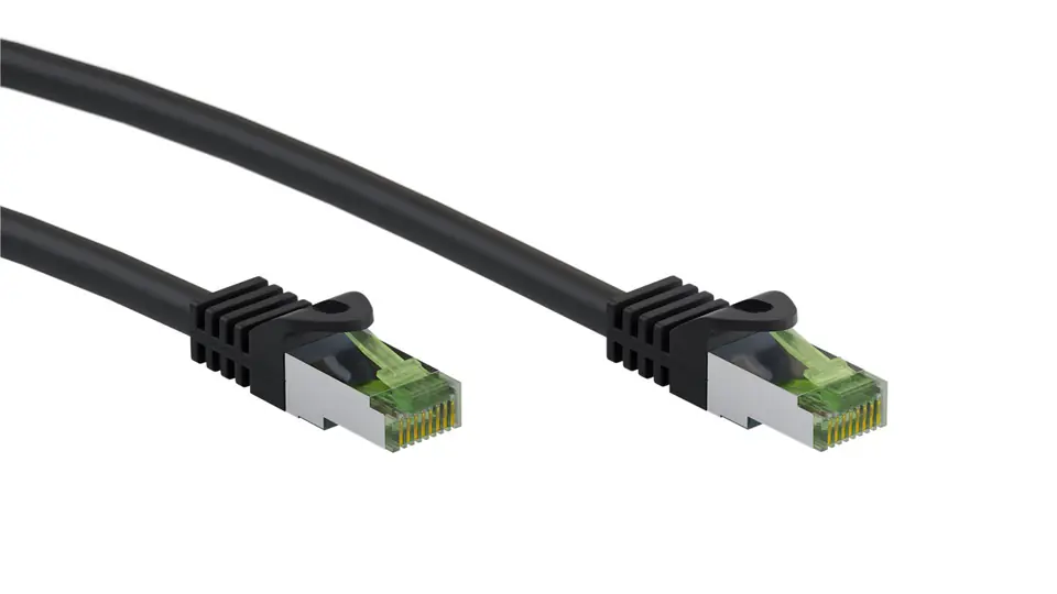 ⁨Kabel LAN Patchcord CAT 8.1 GHMT S/FTP czarny 0,25⁩ w sklepie Wasserman.eu