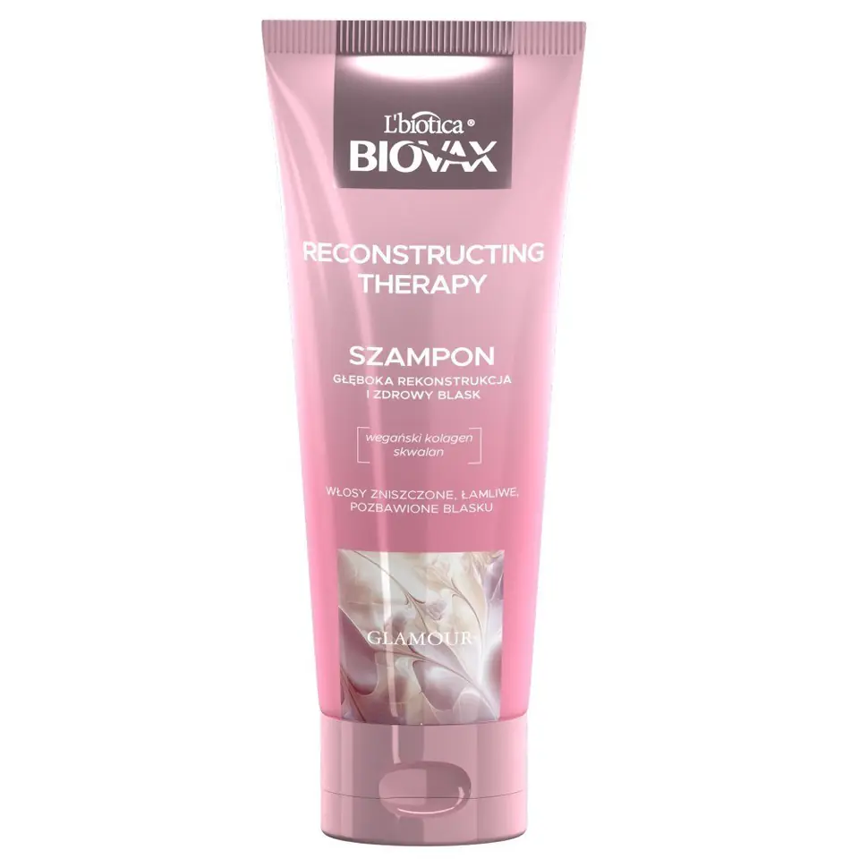 ⁨L`BIOTICA Biovax Glamour Szampon Reconstructing Therapy - do włosów zniszczonych,łamliwych i pozbawionych blasku 200ml⁩ w sklepie Wasserman.eu