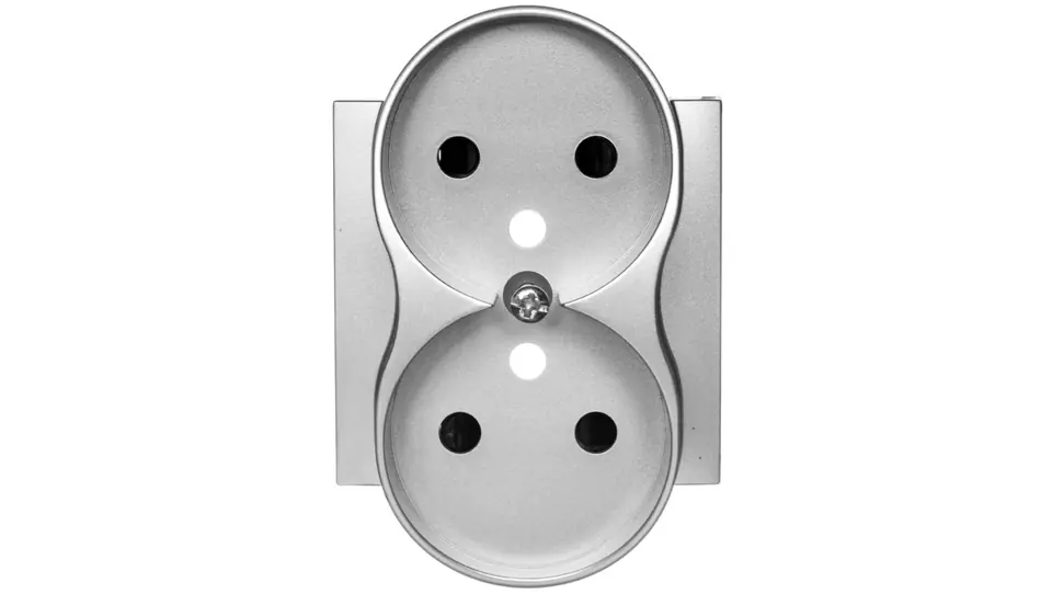 ⁨Simon 54 Double socket cover with shutters silver z/u for frames NATURE DGZ2MZNP/43⁩ at Wasserman.eu