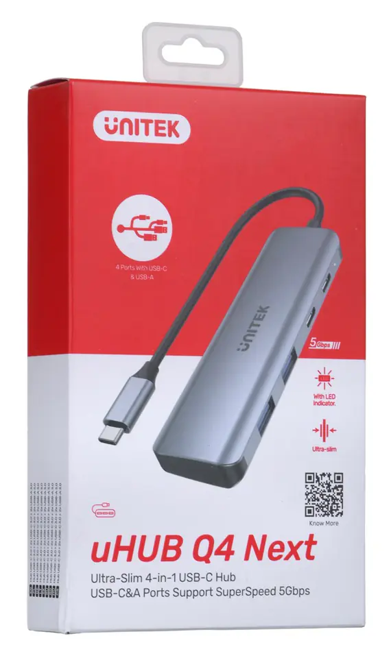 ⁨UNITEK HUB USB-C H1107Q; USB-A x2, USB-C x2⁩ at Wasserman.eu