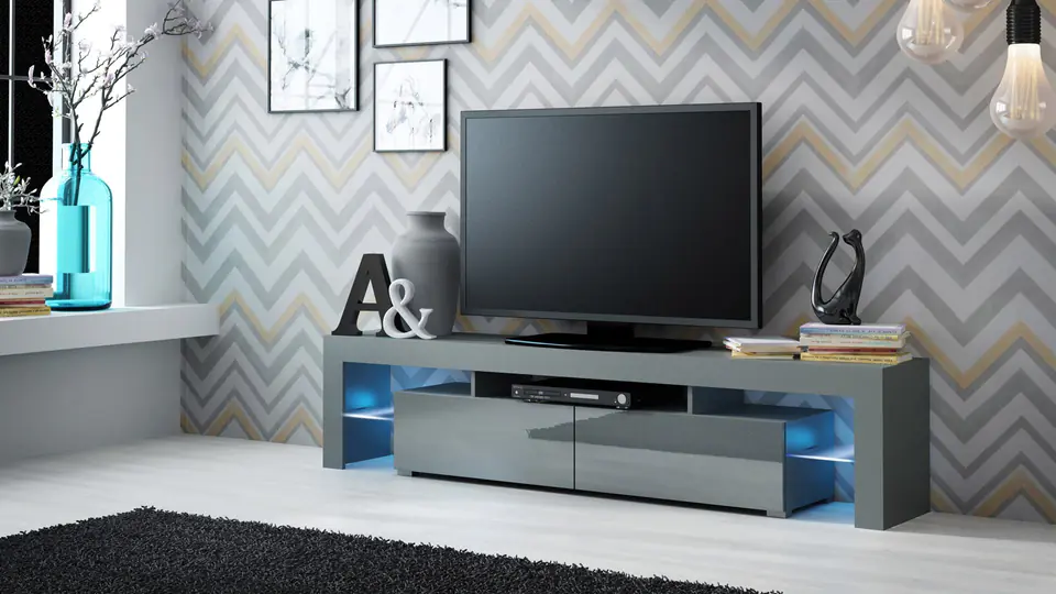 ⁨TV SOLO cabinet 200x45x35 grey/gloss grey⁩ at Wasserman.eu