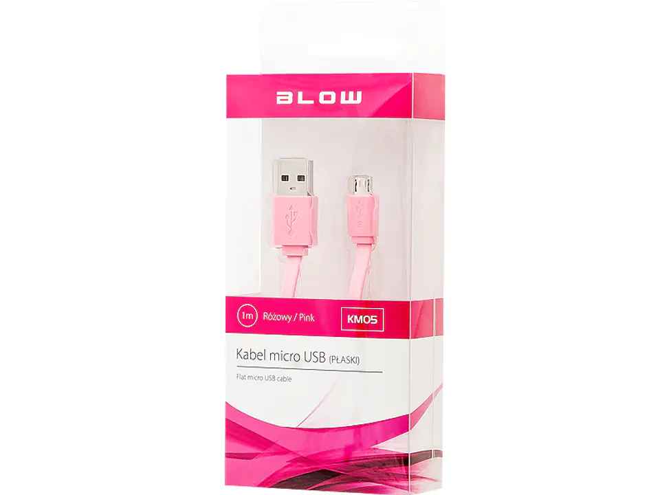 ⁨66-065# Przył.usb a - micro b 1,0m różow.flat bl⁩ w sklepie Wasserman.eu