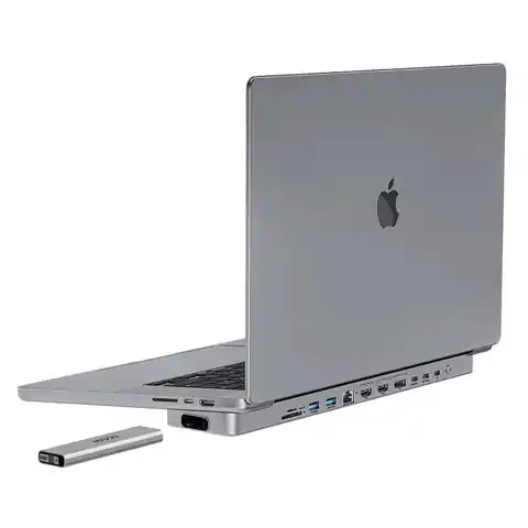 ⁨Stacja dokująca / Hub USB-C do MacBook Pro 16" INVZI MagHub 12w2 z kieszenią SSD (szara)⁩ w sklepie Wasserman.eu