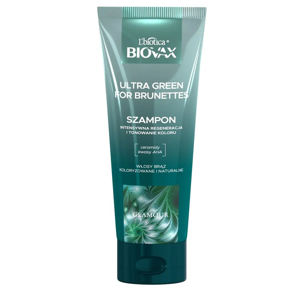 ⁨L`BIOTICA Biovax Glamour Szampon Ultra Green For Brunettes - do włosów brązowych(naturalnych i farbowanych) 200ml⁩ w sklepie Wasserman.eu