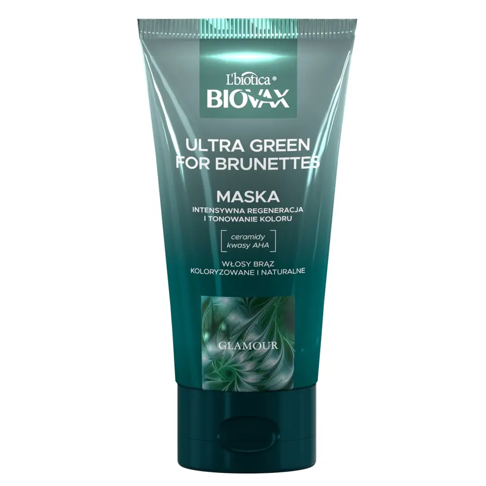 ⁨L`BIOTICA Biovax Glamour Maska Ultra Green For Brunettes - do włosów brązowych(naturalnych i farbowanych) 150ml⁩ w sklepie Wasserman.eu