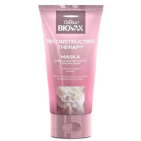 ⁨L`BIOTICA Biovax Glamour Maska Reconstructing Therapy - do włosów zniszczonych,łamliwych i pozbawionych blasku 150ml⁩ w sklepie Wasserman.eu
