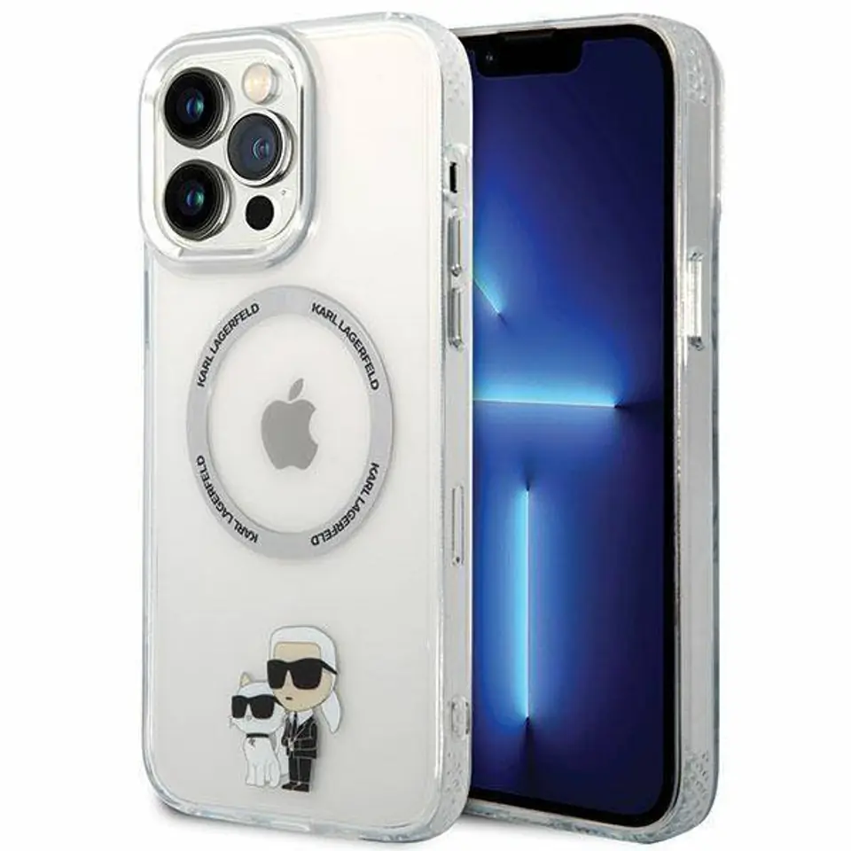 ⁨Oryginalne Etui IPHONE 13 PRO MAX Karl Lagerfeld Hardcase Iconic Karl&Choupette Magsafe (KKLHMP13XHNKCIT) transparentne⁩ w sklepie Wasserman.eu