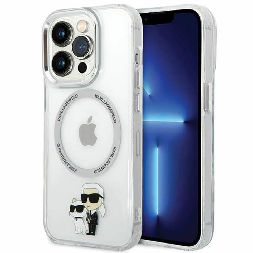 ⁨Oryginalne Etui IPHONE 13 PRO Karl Lagerfeld Hardcase Iconic Karl&Choupette Magsafe (KLHMP13LHNKCIT) transparentne⁩ w sklepie Wasserman.eu