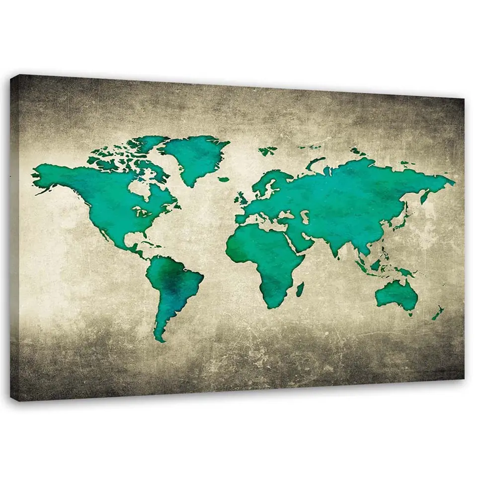 ⁨Canvas painting, Green World Map (Size 60x40)⁩ at Wasserman.eu