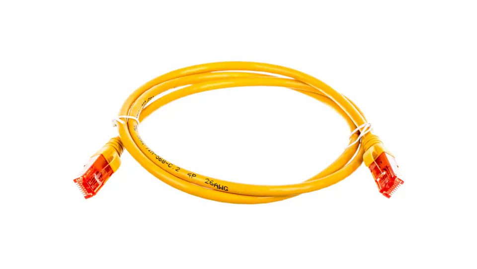 ⁨Kabel krosowy (Patch Cord) U/UTP kat.6 żółty 1m DK-1612-010/Y⁩ w sklepie Wasserman.eu