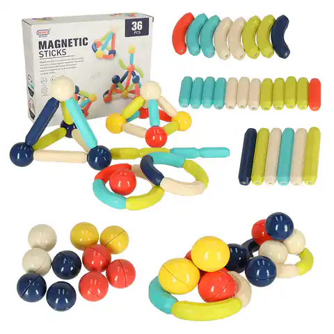 ⁨Klocki magnetyczne edukacyjne dla małych dzieci 36 elementów w pudełku⁩ w sklepie Wasserman.eu