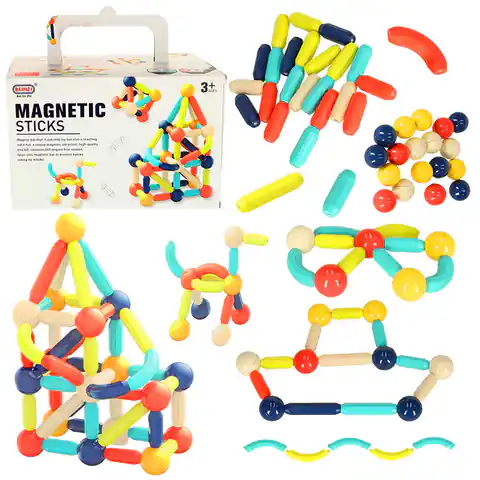 ⁨Klocki magnetyczne edukacyjne dla małych dzieci 64 elementy w pudełku⁩ w sklepie Wasserman.eu