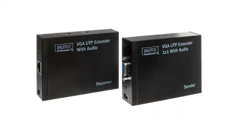 ⁨VGA extender/extender 1920x1200 via twisted pair cat 5e UTP, up to 300m with audio /miniJack/ DS-53400⁩ at Wasserman.eu