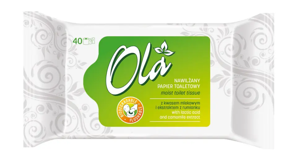 ⁨OLA Moistened Toilet Paper with Chamomile Extract 1op.-40pcs⁩ at Wasserman.eu