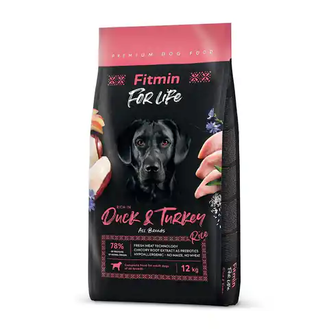 ⁨FITMIN Dog For Life Duck & Turkey - dry dog food - 12 kg⁩ at Wasserman.eu