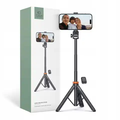 ⁨Bezprzewodowy Selfie Stick / Tripod Tech-Protect L03S czarny⁩ w sklepie Wasserman.eu