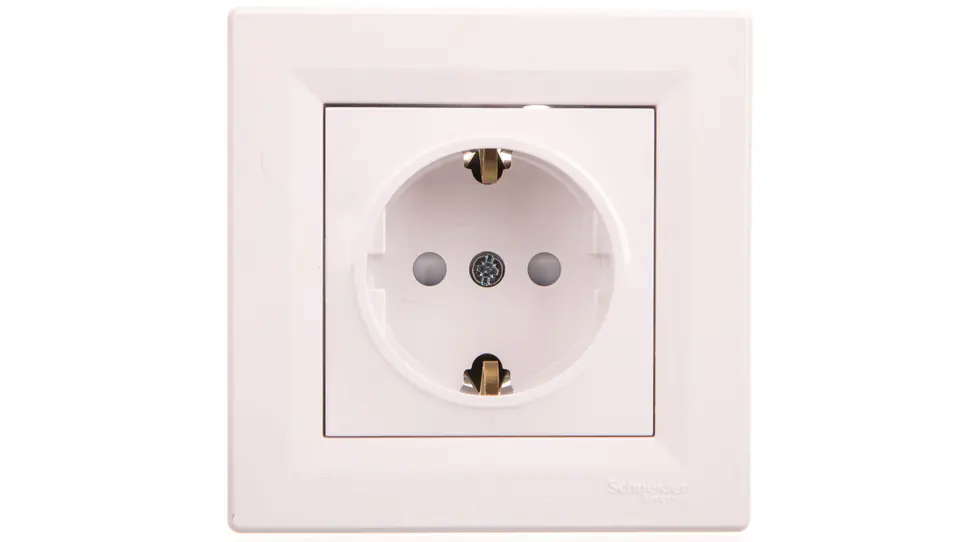 ⁨Asfora Single socket SCHUKO with shutters white EPH2900221⁩ at Wasserman.eu