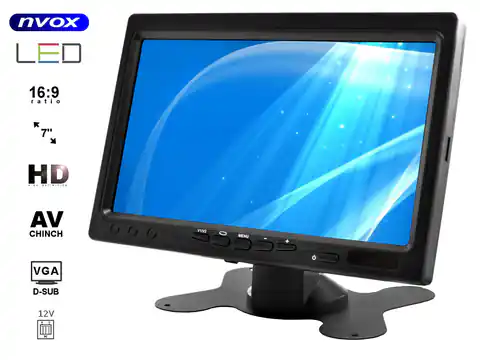 ⁨Monitor zagłówkowy lub wolnostojący LCD 7" cali HD AV VGA z RAMKĄ 12V⁩ w sklepie Wasserman.eu