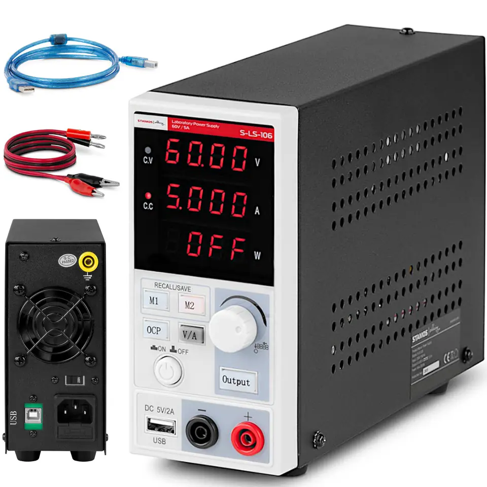 Zasilacz laboratoryjny serwisowy 0-60 V 0-5 A 300 W LED USB w sklepie Wasserman.eu