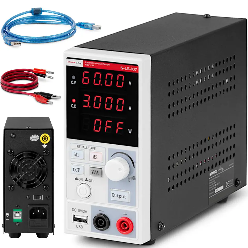 Zasilacz laboratoryjny serwisowy 0-60 V 0-3 A 180 W LED USB w sklepie Wasserman.eu