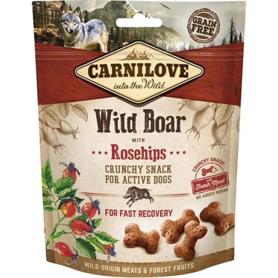 ⁨CARNILOVE CRUNCHY SNACK WILD BOAR WITH ROSEHIPS WITH FRESH MEAT 200g⁩ w sklepie Wasserman.eu