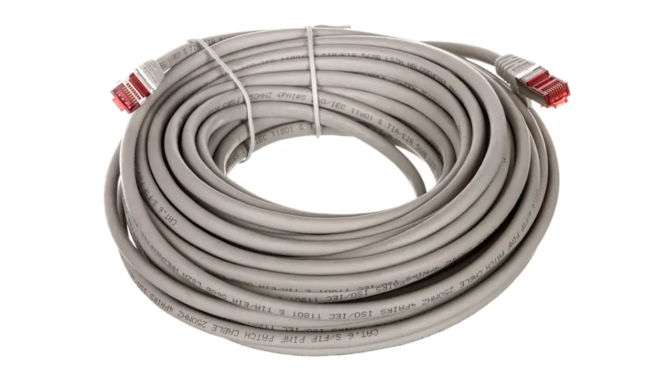 ⁨Patch cable S/FTP (PiMF) cat.6 LSZH gray 15m 50892⁩ at Wasserman.eu