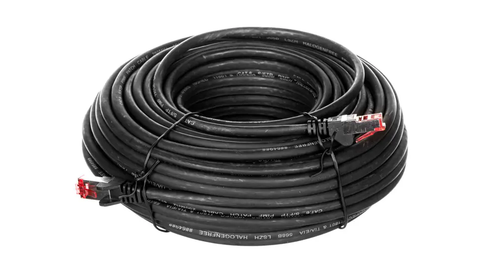 ⁨Kabel krosowy patchcord S/FTP (PiMF) kat.6 LSZH czarny 20m 68697⁩ w sklepie Wasserman.eu