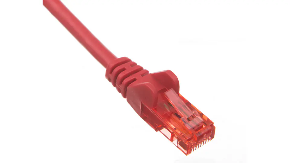 ⁨Kabel krosowy patchcord U/UTP kat.6 CCA czerwony 0,25m 95254⁩ w sklepie Wasserman.eu