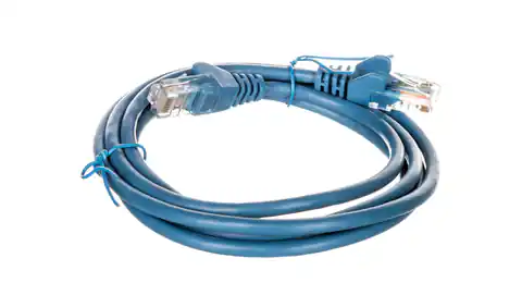 ⁨Kabel krosowy patchcord U/UTP kat.5e CCA niebieski 1,5m 95554⁩ w sklepie Wasserman.eu