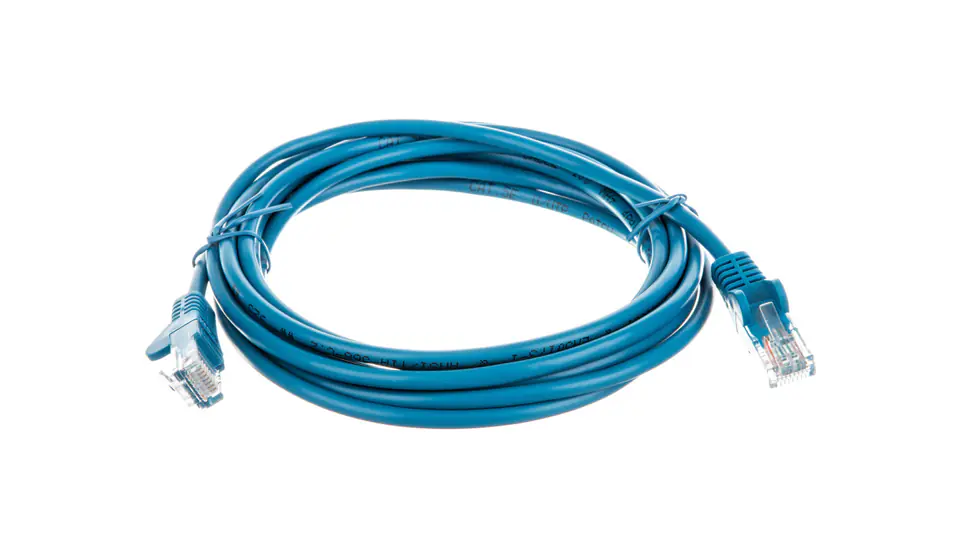 ⁨Kabel krosowy patchcord U/UTP kat.5e CCA niebieski 3m 68365⁩ w sklepie Wasserman.eu