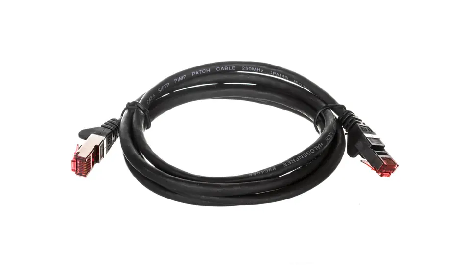 ⁨Kabel krosowy patchcord S/FTP (PiMF) kat.6LSZH czarny 1,5m 95584⁩ w sklepie Wasserman.eu