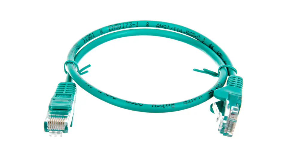 ⁨Kabel krosowy patchcord U/UTP kat.5e CCA zielony 0,5m 68338⁩ w sklepie Wasserman.eu